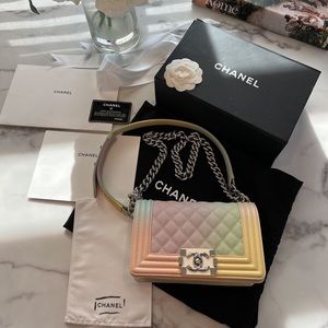 Chanel Limited Edition. Rainbow Caviar Boy. Small